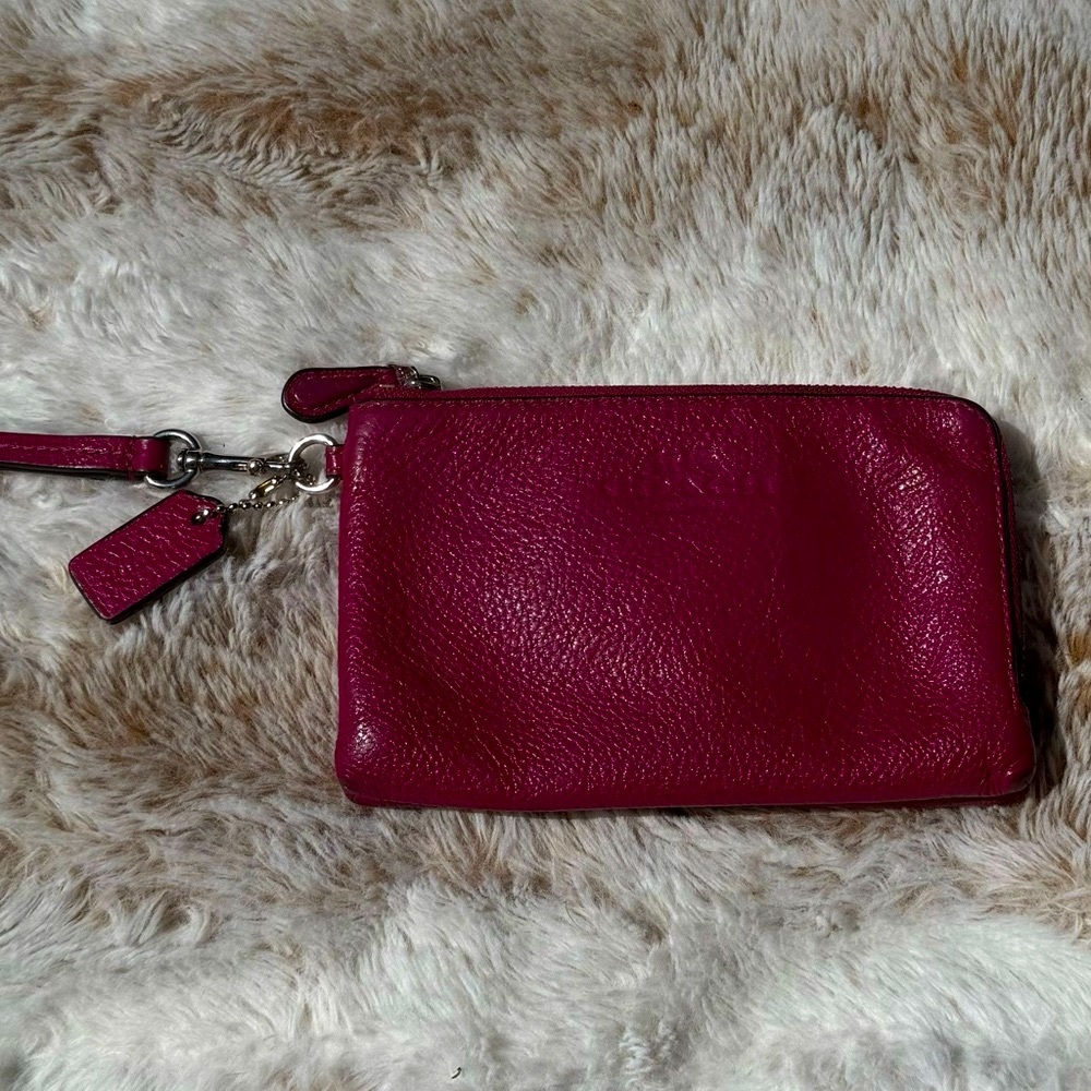 Coach Burgundy Leather Wristlet